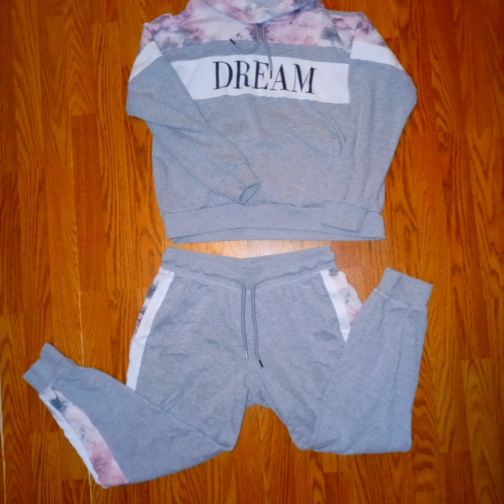 Grey and Pink Sweat Suit Size Large